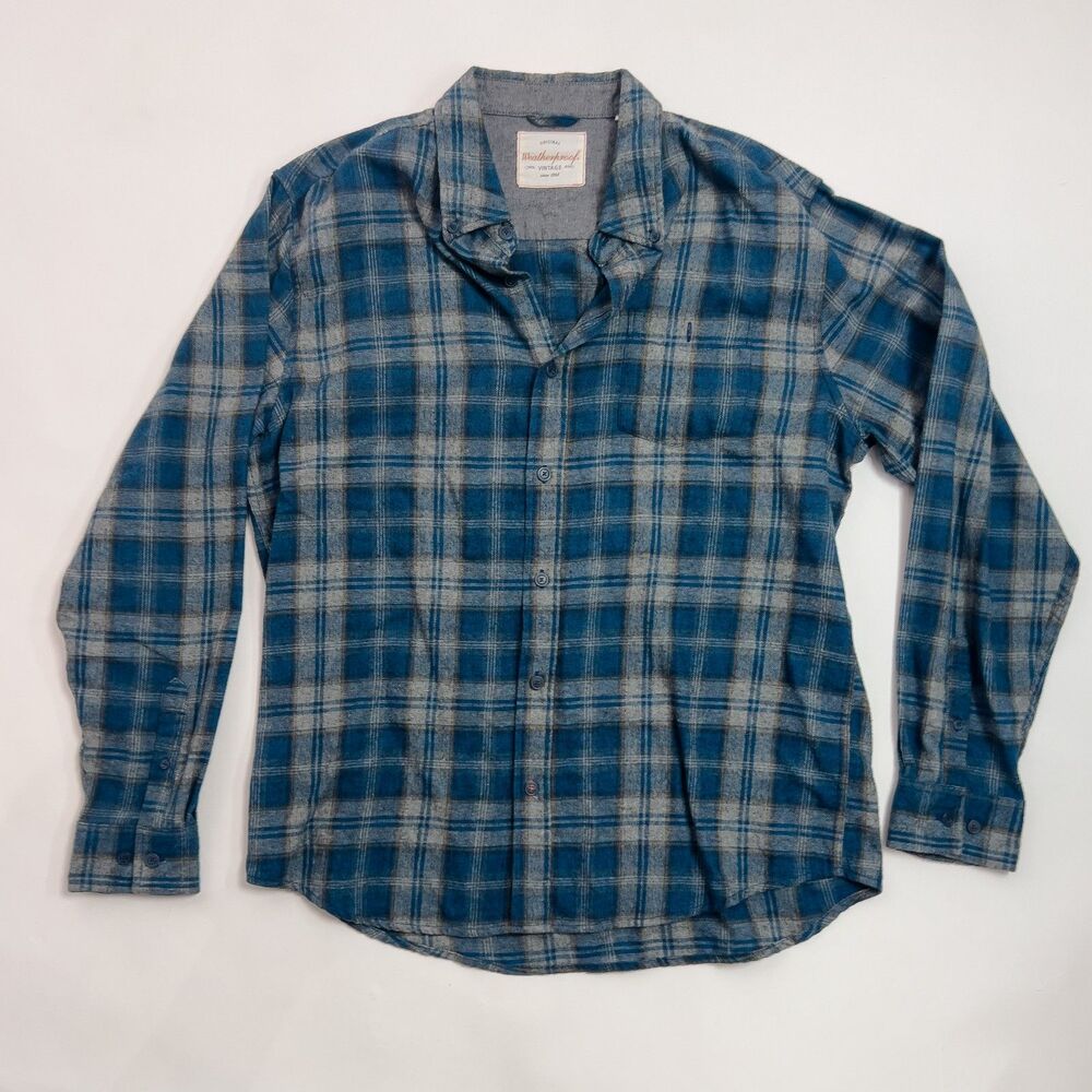 Weatherproof Vintage blue plaid flannel shirt XL